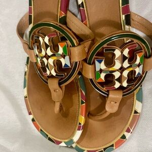 Tory Burch Brown and Multicolor Sandals